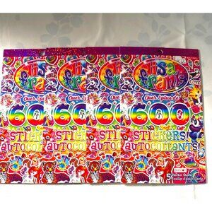 Lot of 4- Lisa Frank 600 Colorful Sticker Books 5 Sheets Pack Multi-Colors